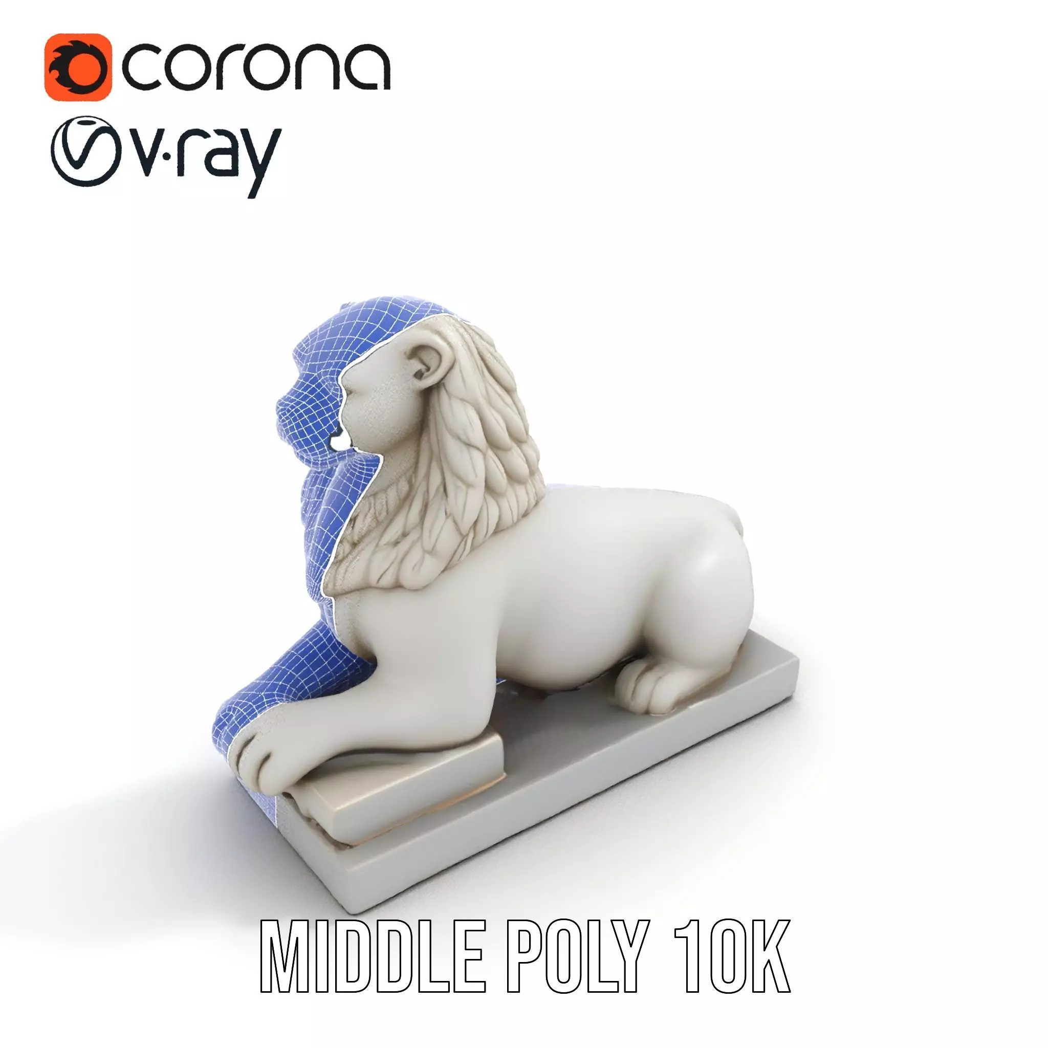 Elegant Marble Lion model pack Low-poly 3D model_12