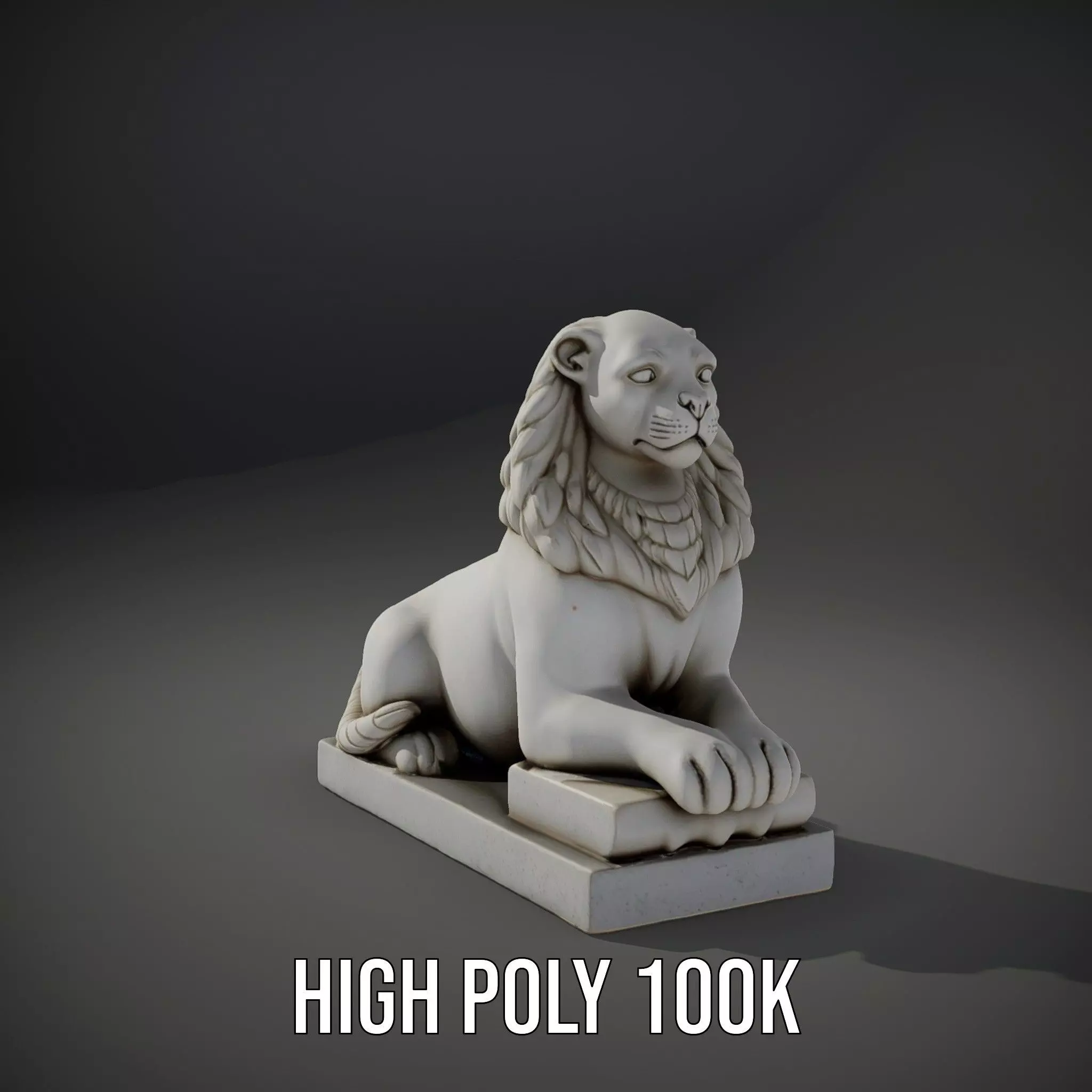 Elegant Marble Lion model pack Low-poly 3D model_11