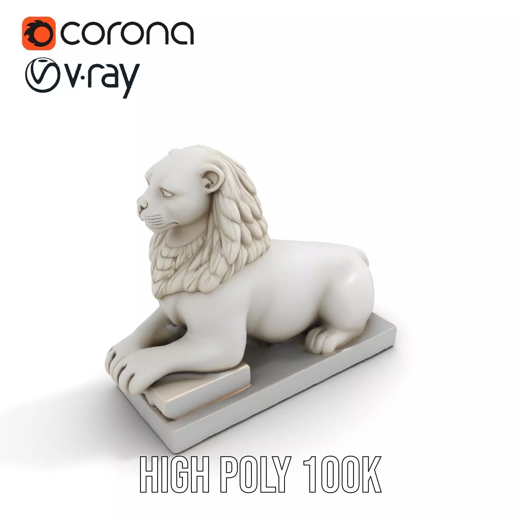 Elegant Marble Lion model pack Low-poly 3D model_23
