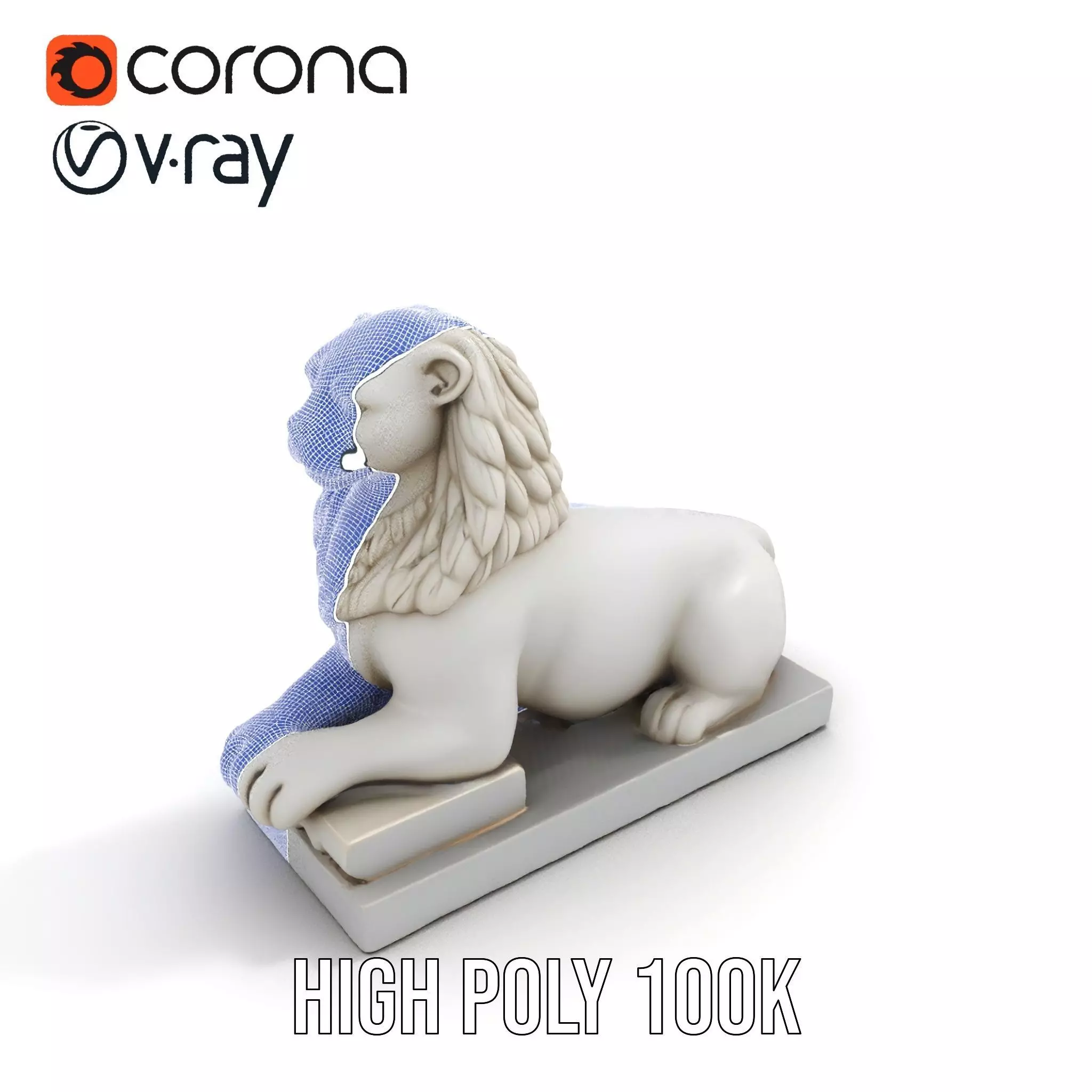 Elegant Marble Lion model pack Low-poly 3D model_32