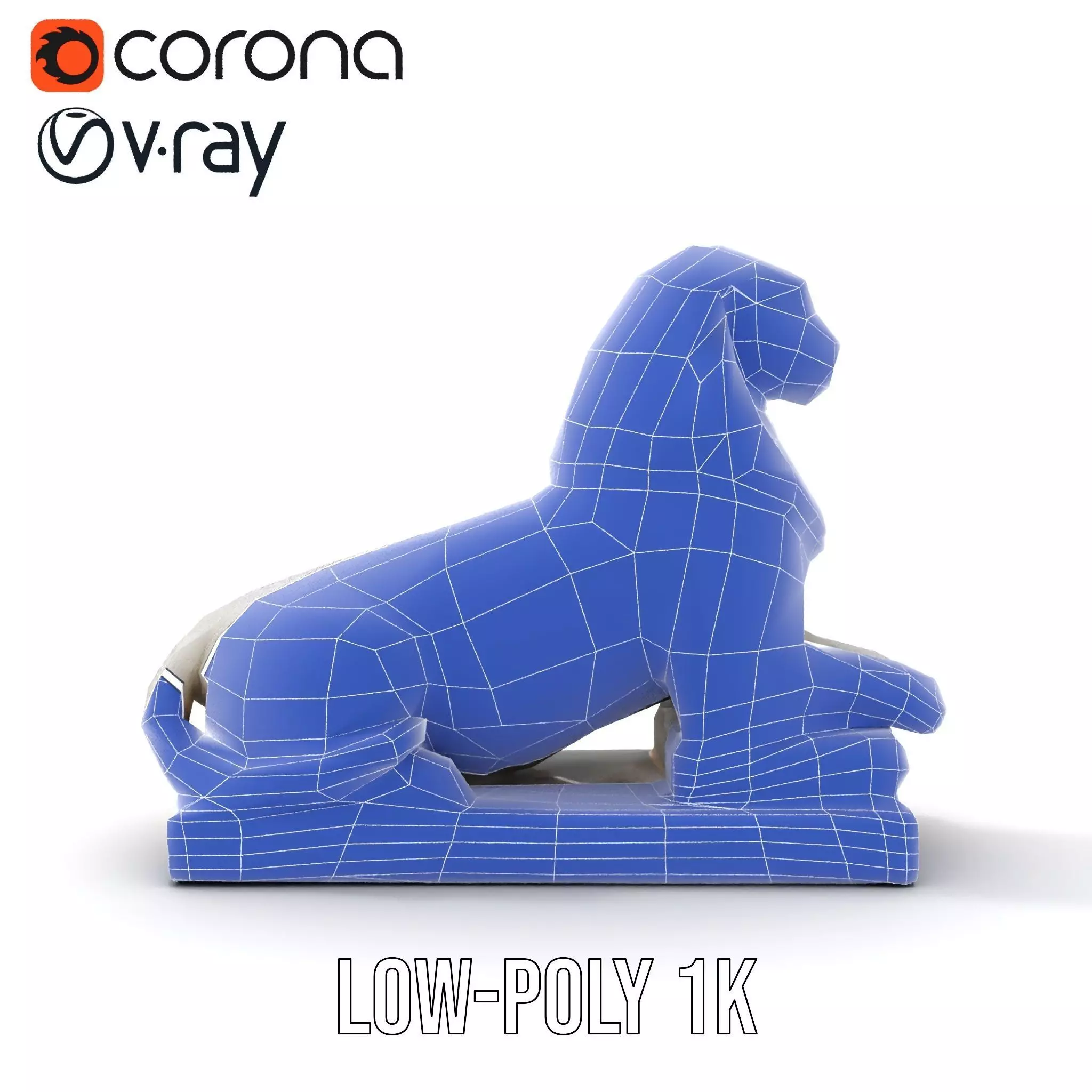 Elegant Marble Lion model pack Low-poly 3D model_31