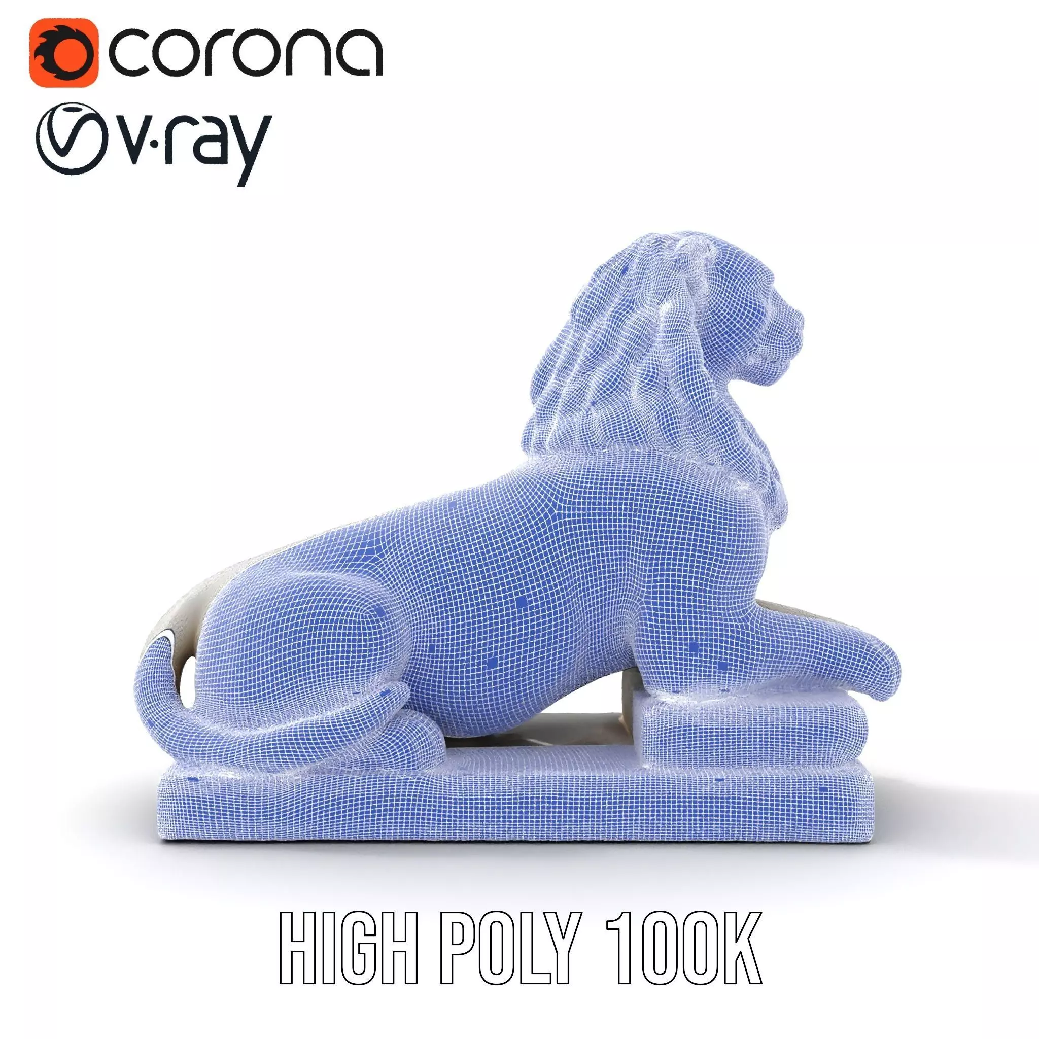 Elegant Marble Lion model pack Low-poly 3D model_34