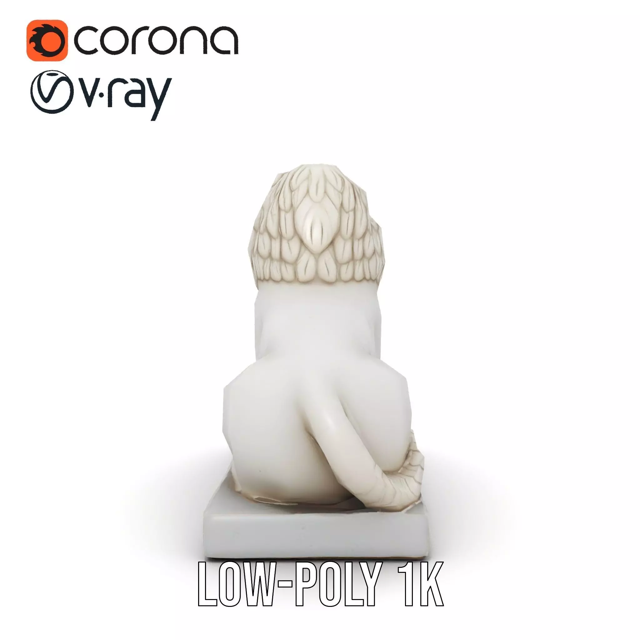 Elegant Marble Lion model pack Low-poly 3D model_10