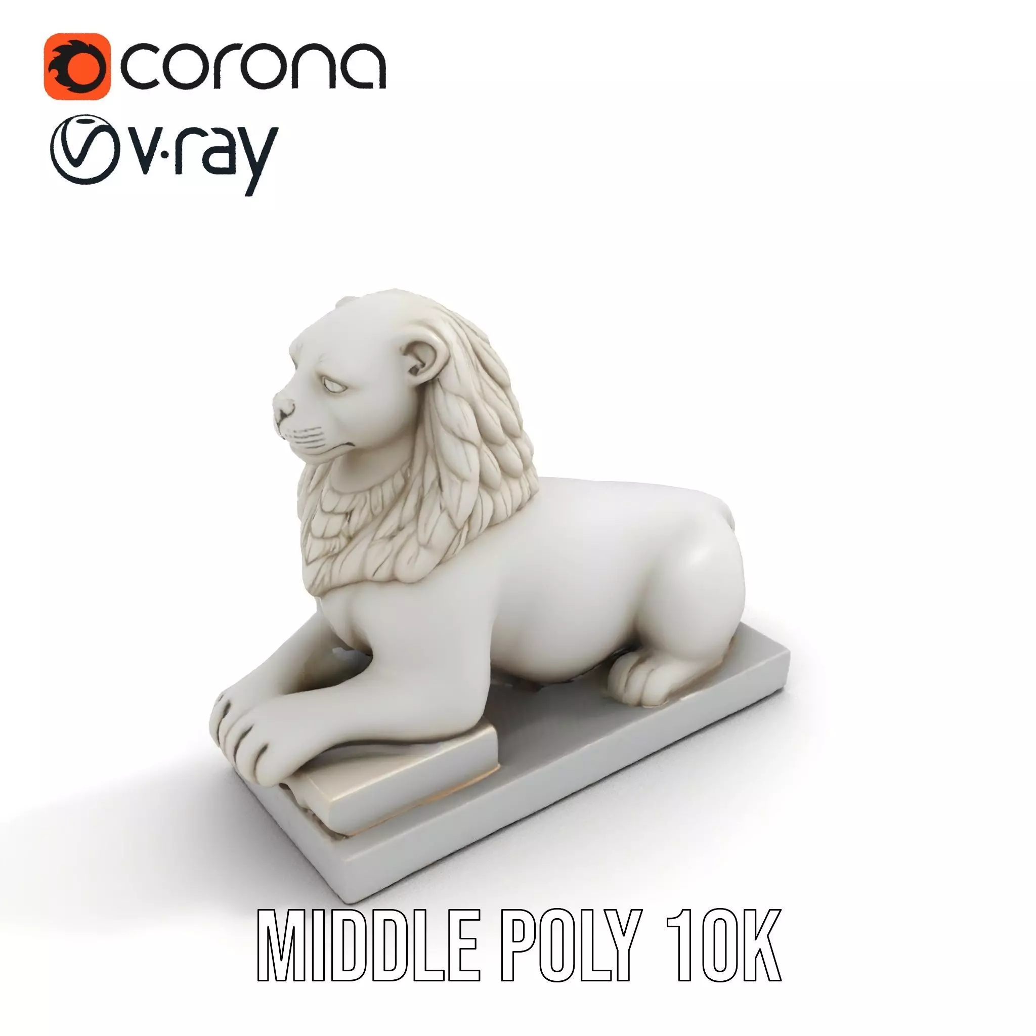 Elegant Marble Lion model pack Low-poly 3D model_7