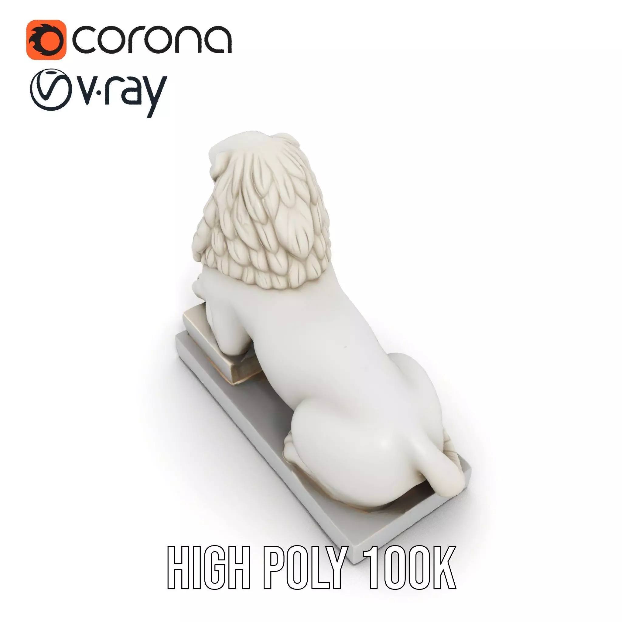 Elegant Marble Lion model pack Low-poly 3D model_33