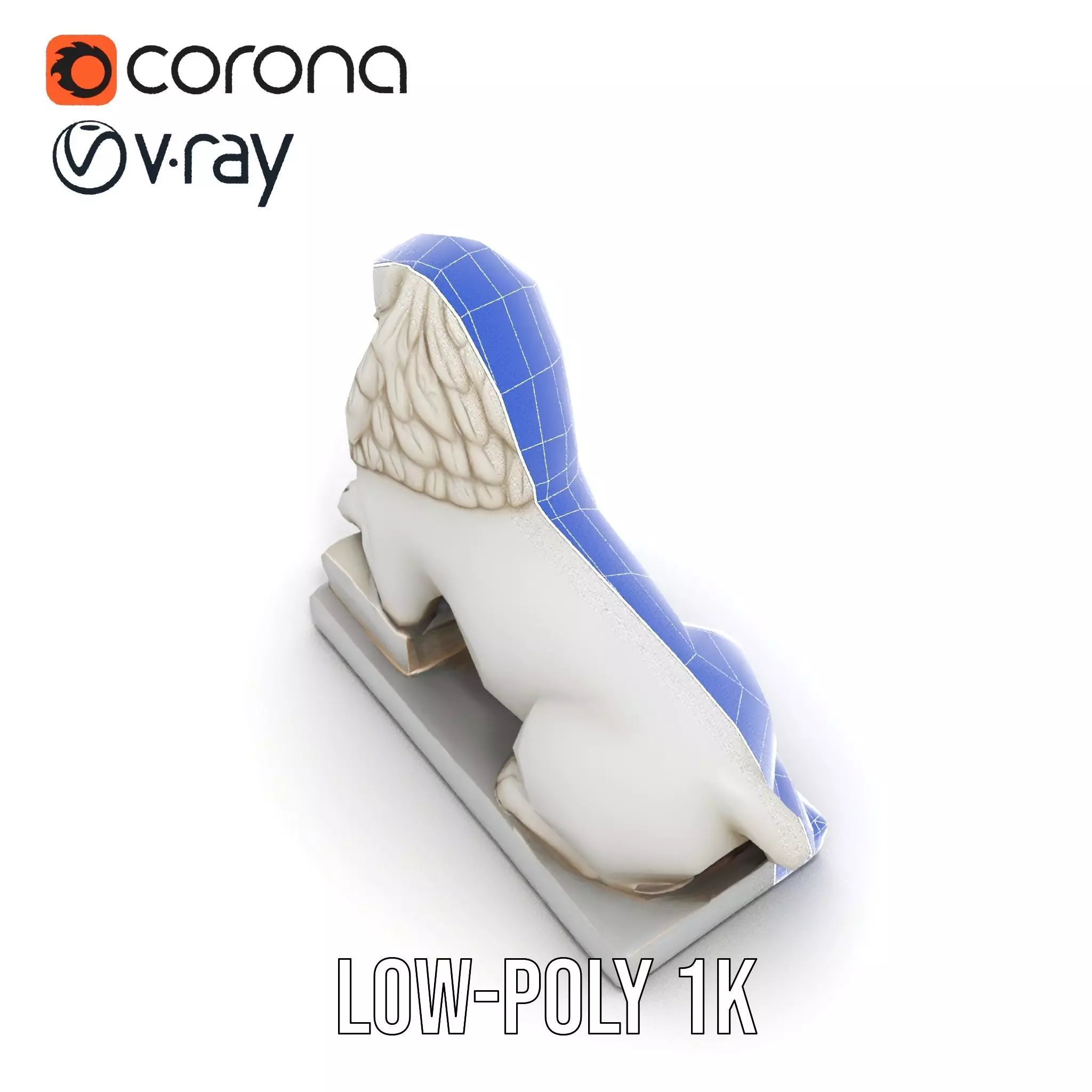 Elegant Marble Lion model pack Low-poly 3D model_25