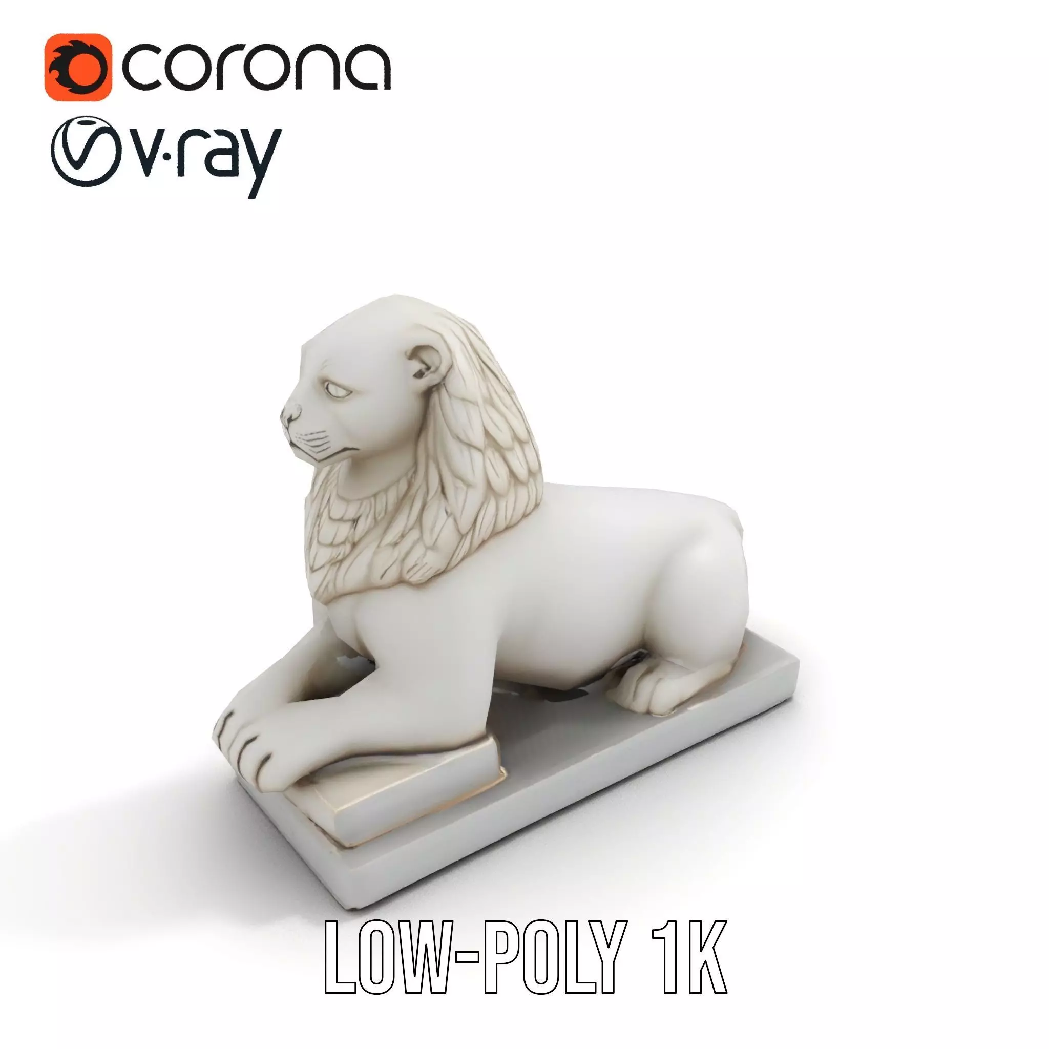 Elegant Marble Lion model pack Low-poly 3D model_15