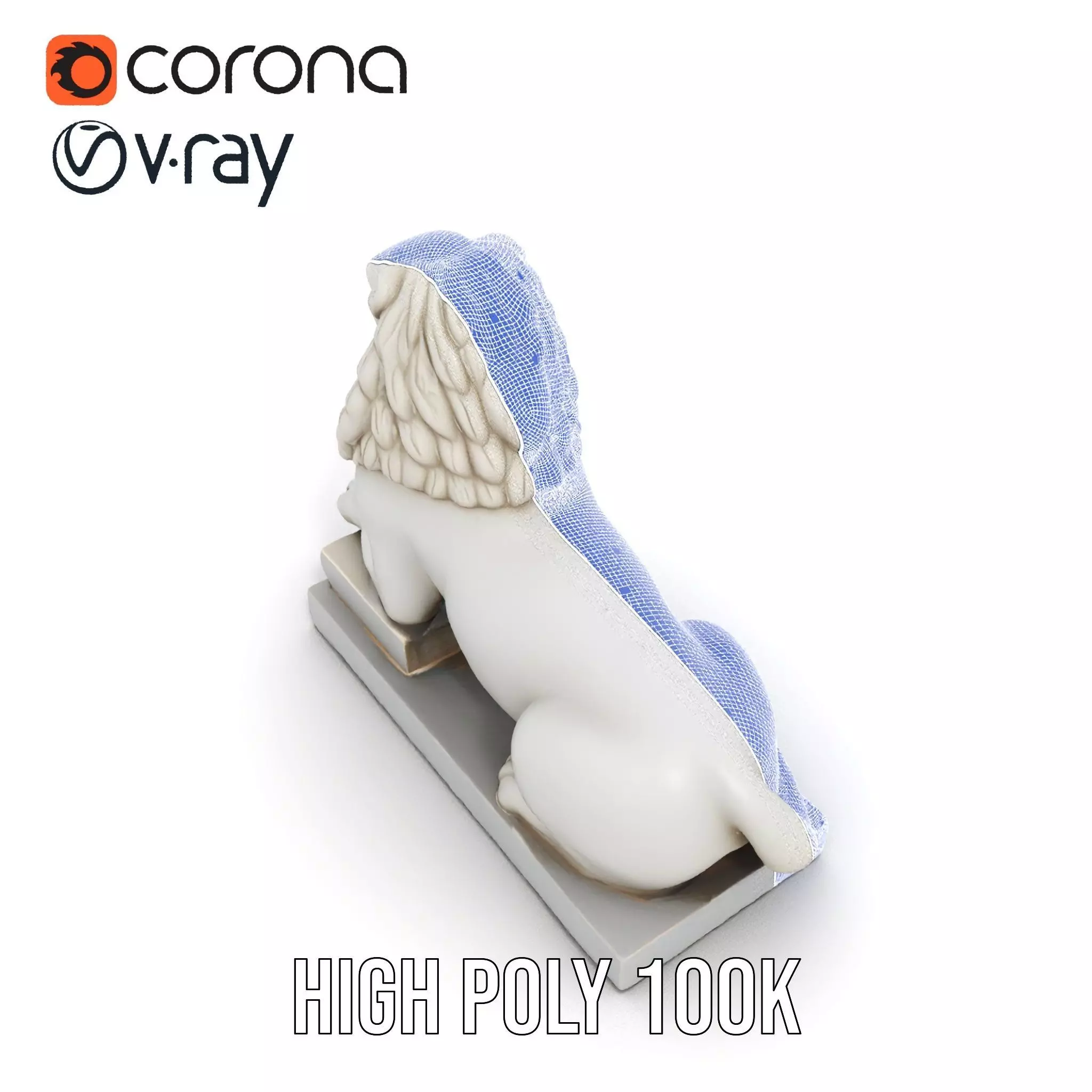 Elegant Marble Lion model pack Low-poly 3D model_26