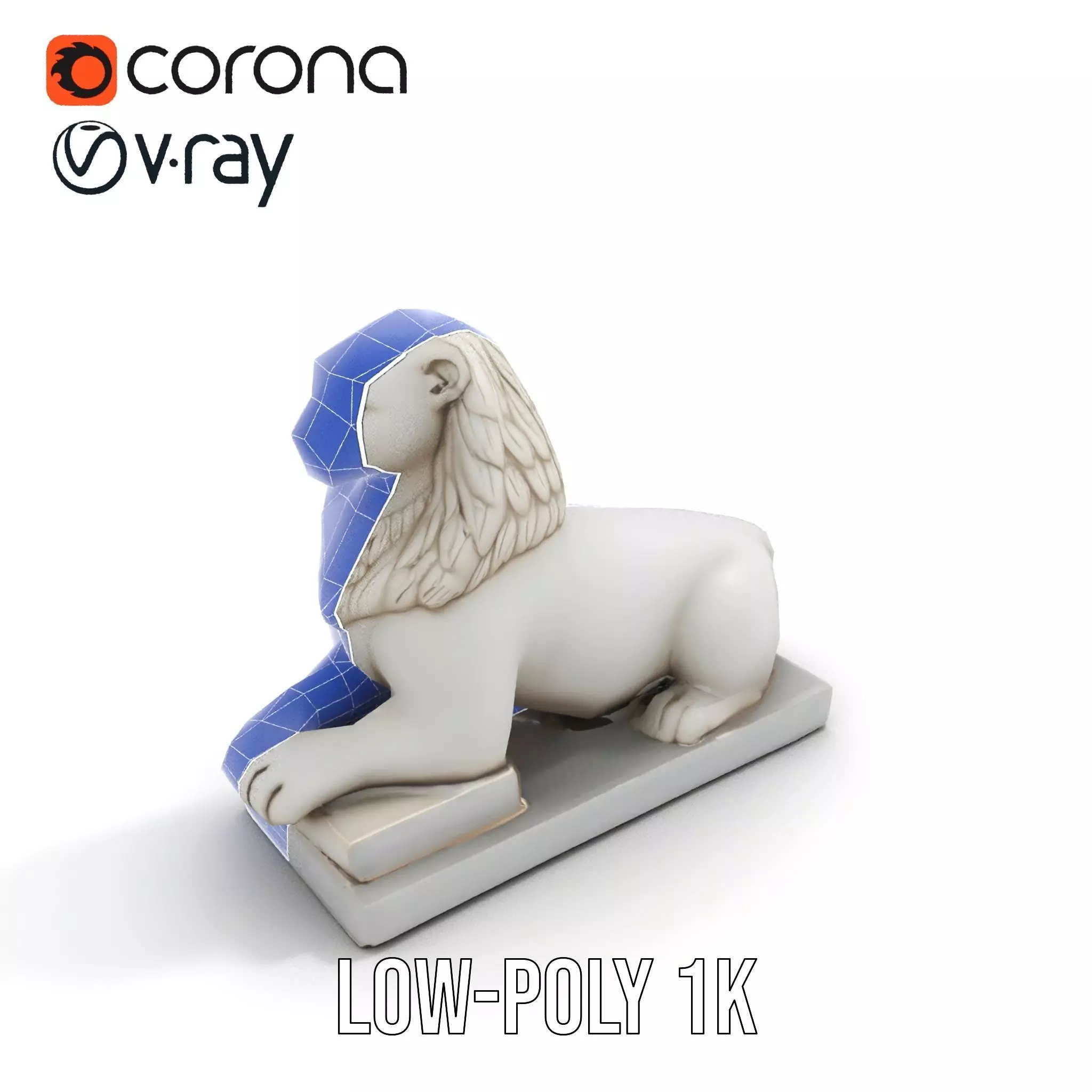 Elegant Marble Lion model pack Low-poly 3D model_22