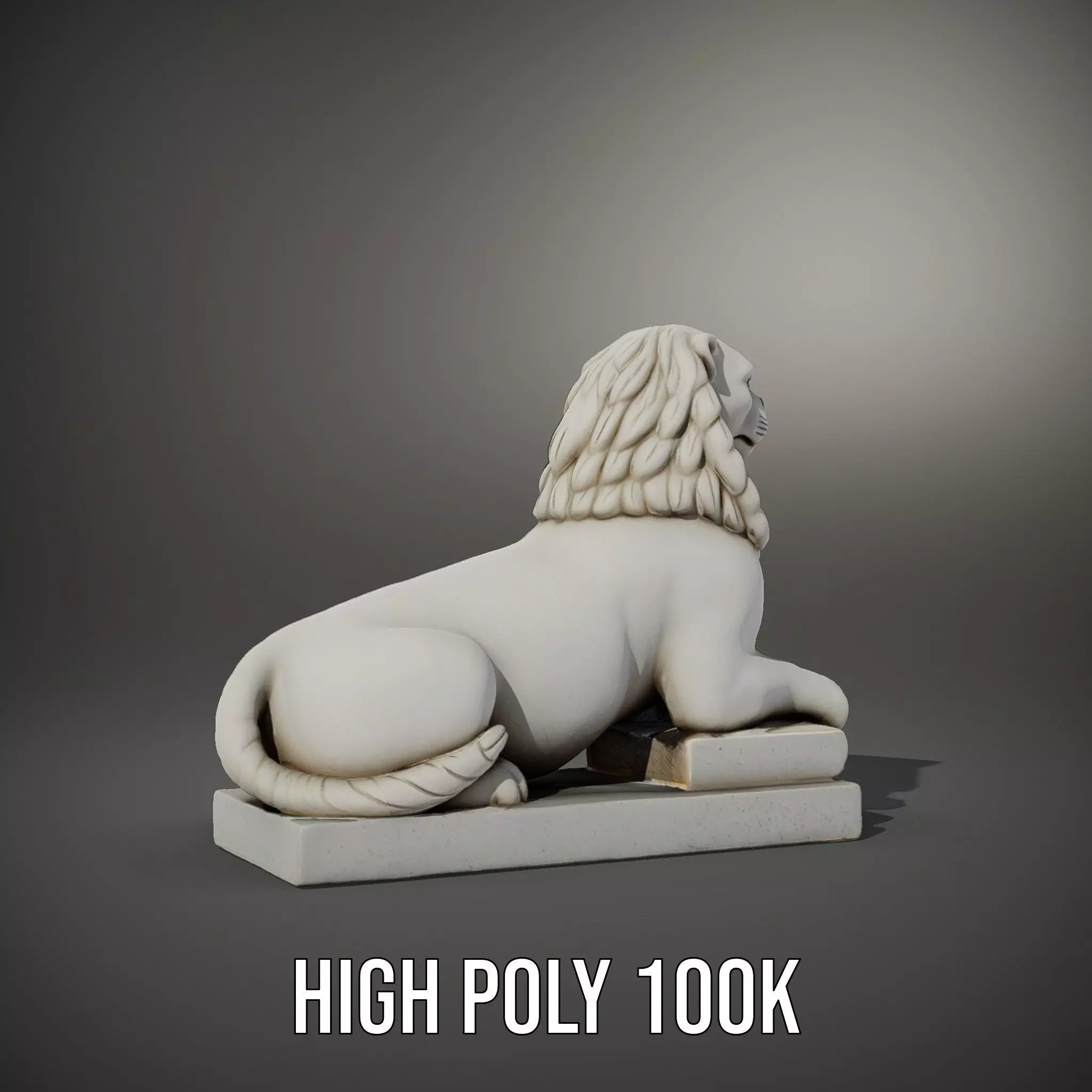 Elegant Marble Lion model pack Low-poly 3D model_9