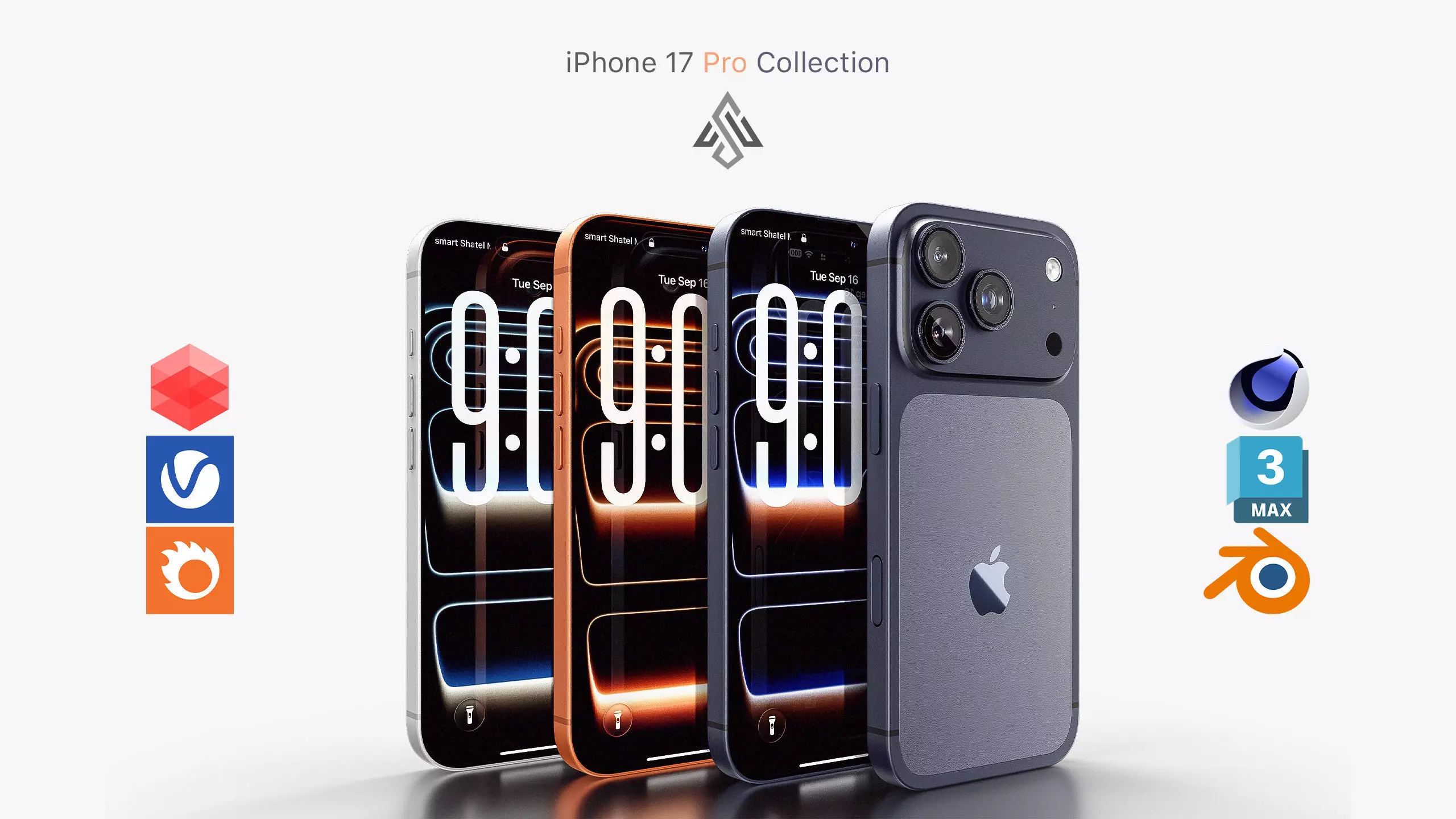 Apple iPhone 17 Pro All Colors 3D Model Collection_0