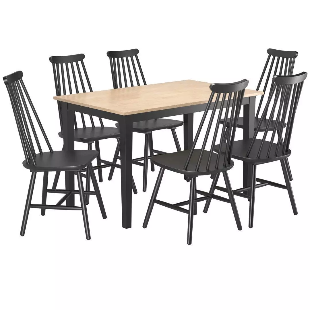 Wooden Dining Table with Chairs Burbank 3D model_0
