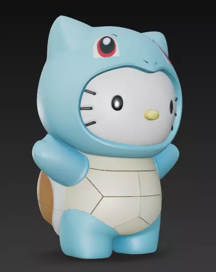 Hello Kitty Cosplay Pokemon Squirtle 3D print model_1