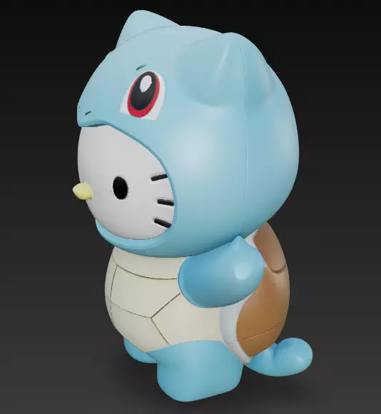 Hello Kitty Cosplay Pokemon Squirtle 3D print model_2