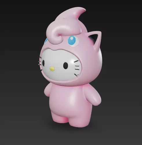 Hello Kitty cosplay Pokemon Jigglypuff 3D print model_2