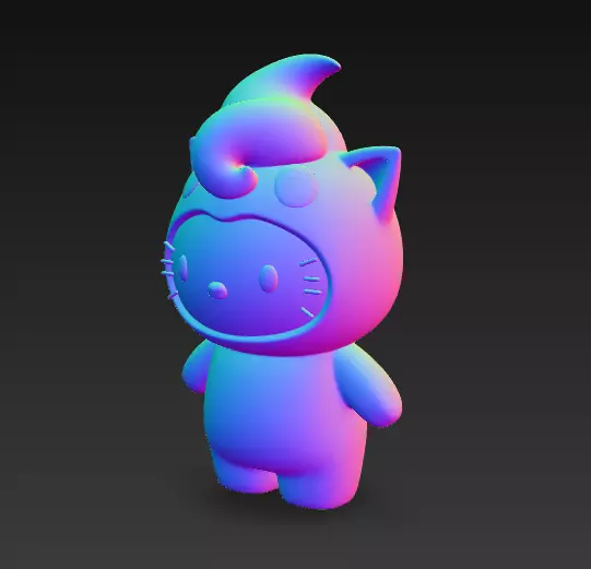 Hello Kitty cosplay Pokemon Jigglypuff 3D print model_3