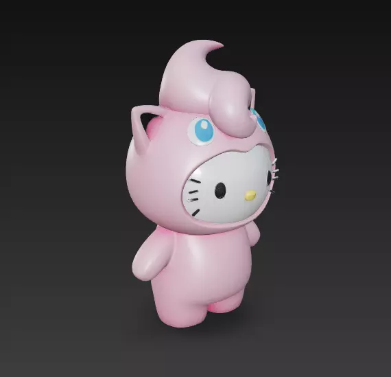 Hello Kitty cosplay Pokemon Jigglypuff 3D print model_1