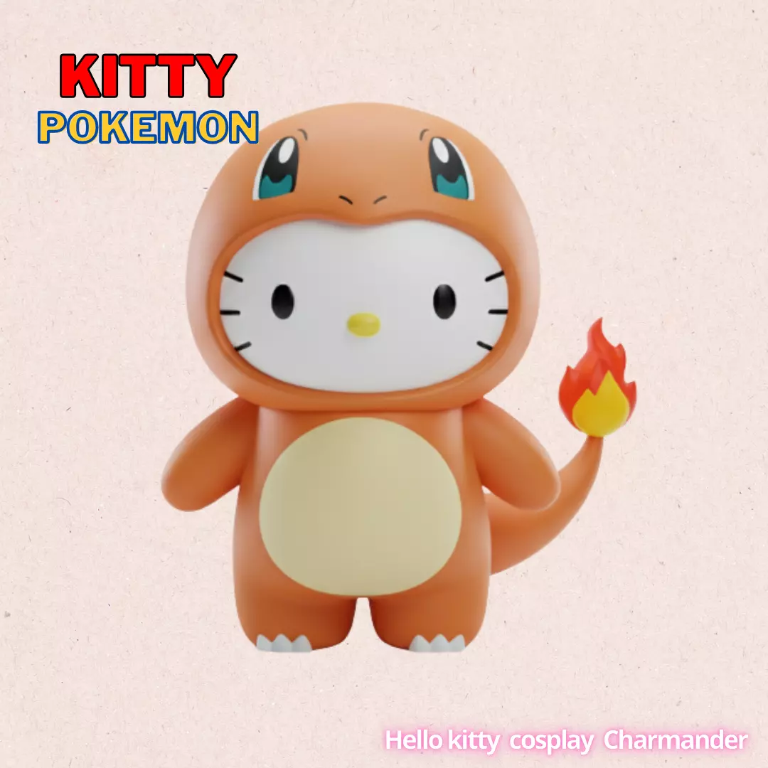 Hello Kitty cosplay Pokemon Charmander 3D print model_0