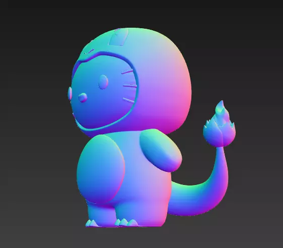 Hello Kitty cosplay Pokemon Charmander 3D print model_1