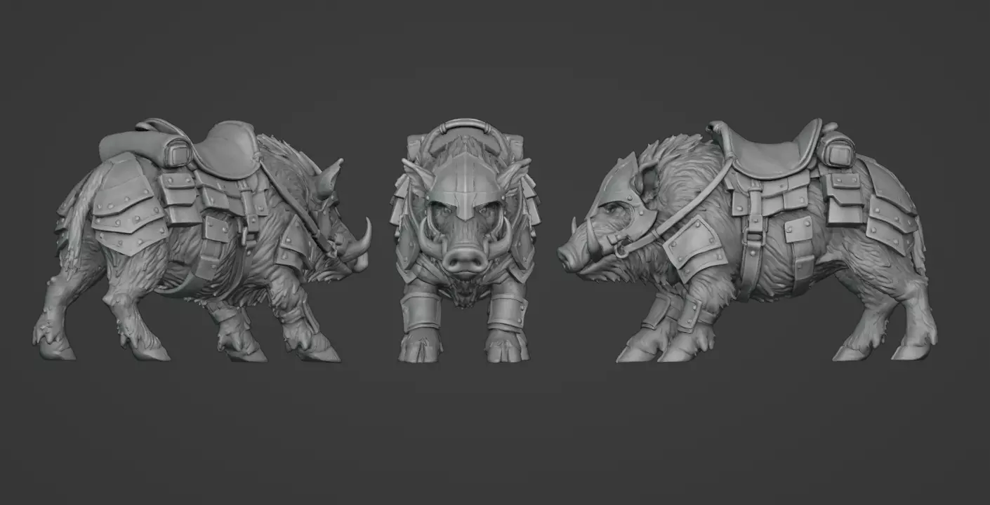 Armored War Boar Mount 3D Printable STL 3D print model