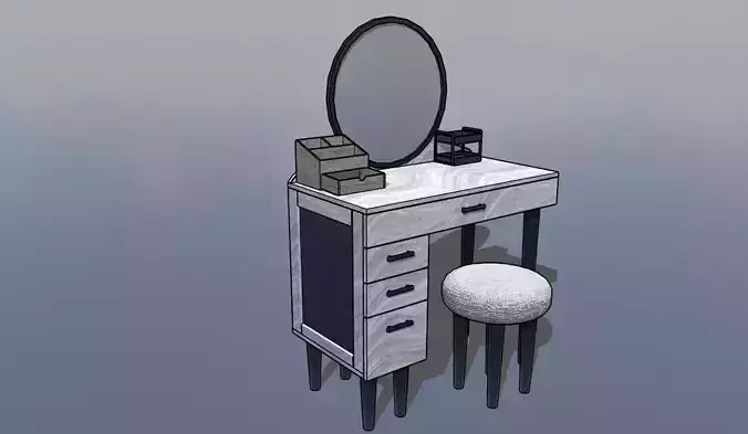 Onyx and Metal Vanity Table Set with Mirror and Chair