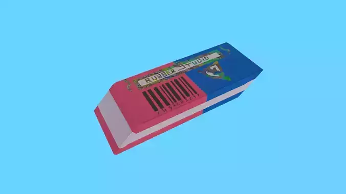 Giant Two-Tone Eraser 3D Model - Red  Blue Rubber Studio