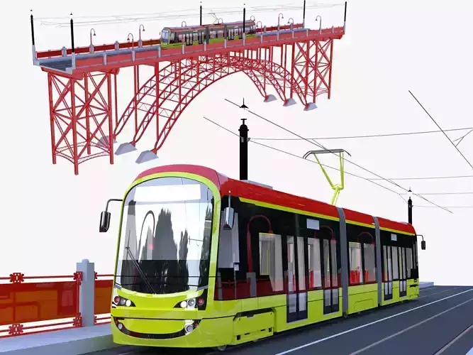 Bridge with Warsaw tram
