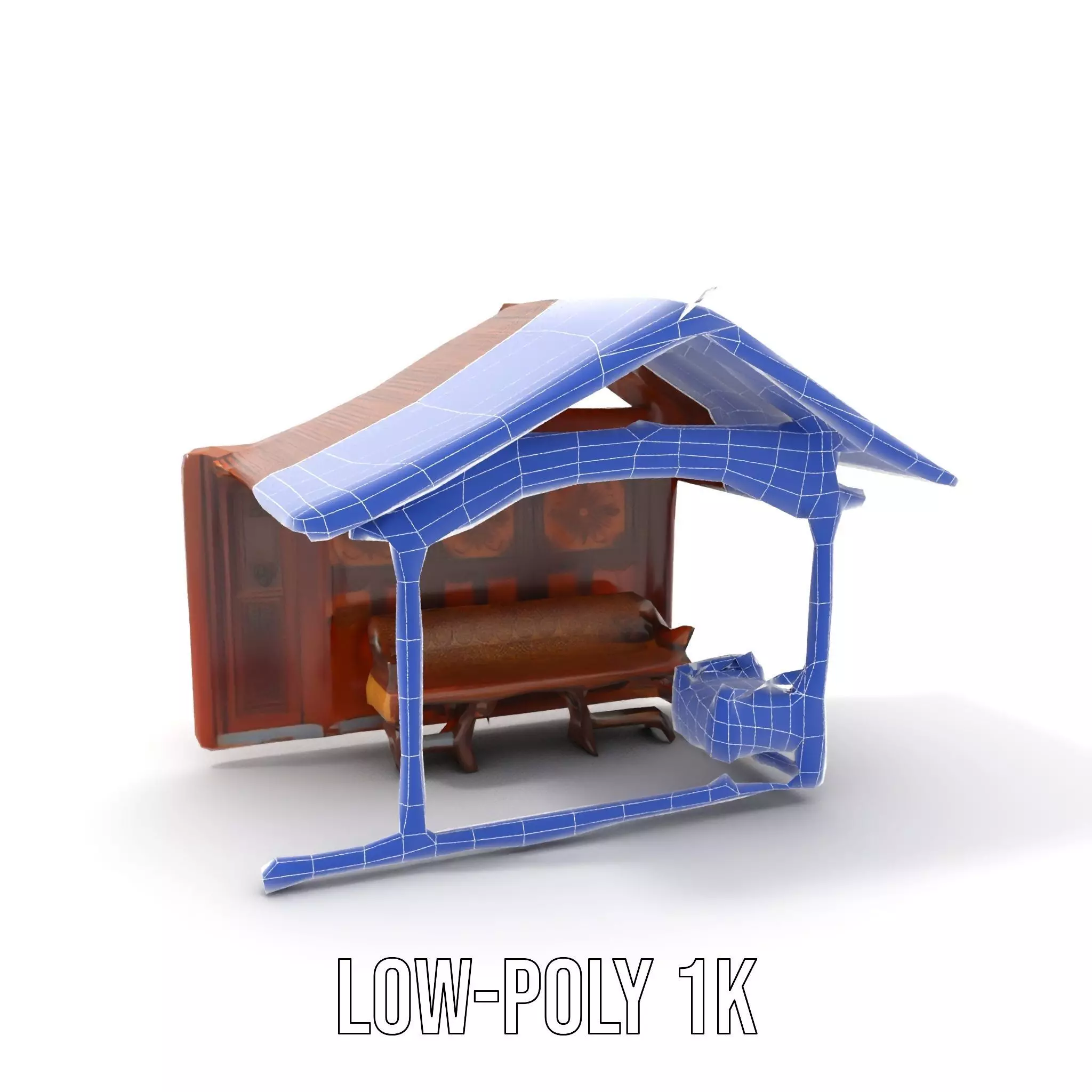 Elegant Wooden Gazebo model pack Low-poly 3D model_17