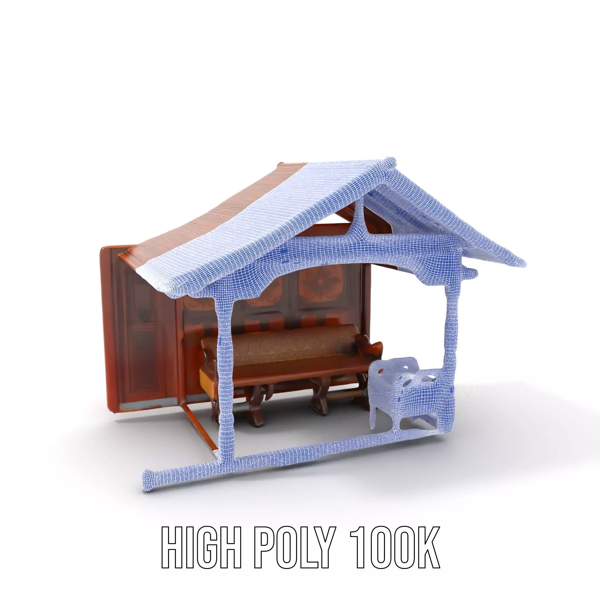 Elegant Wooden Gazebo model pack Low-poly 3D model_5