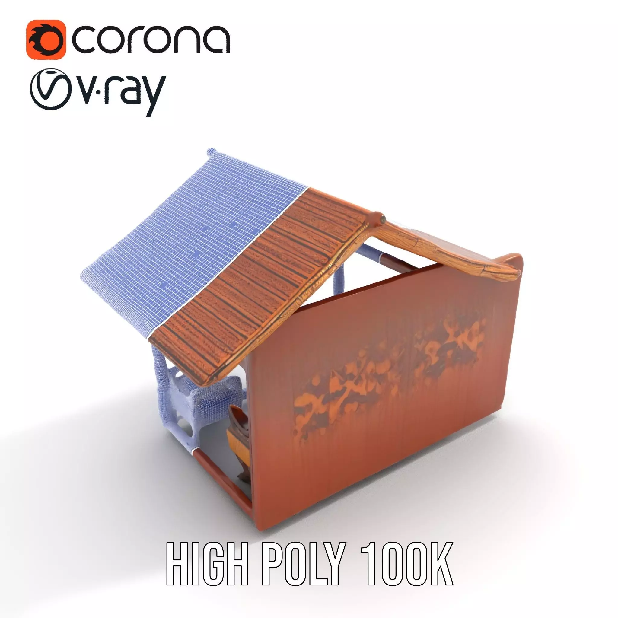 Elegant Wooden Gazebo model pack Low-poly 3D model_32