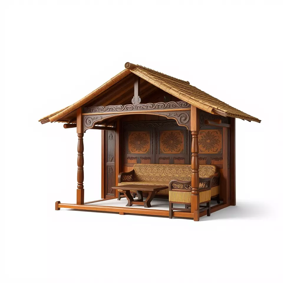 Elegant Wooden Gazebo model pack Low-poly 3D model_3