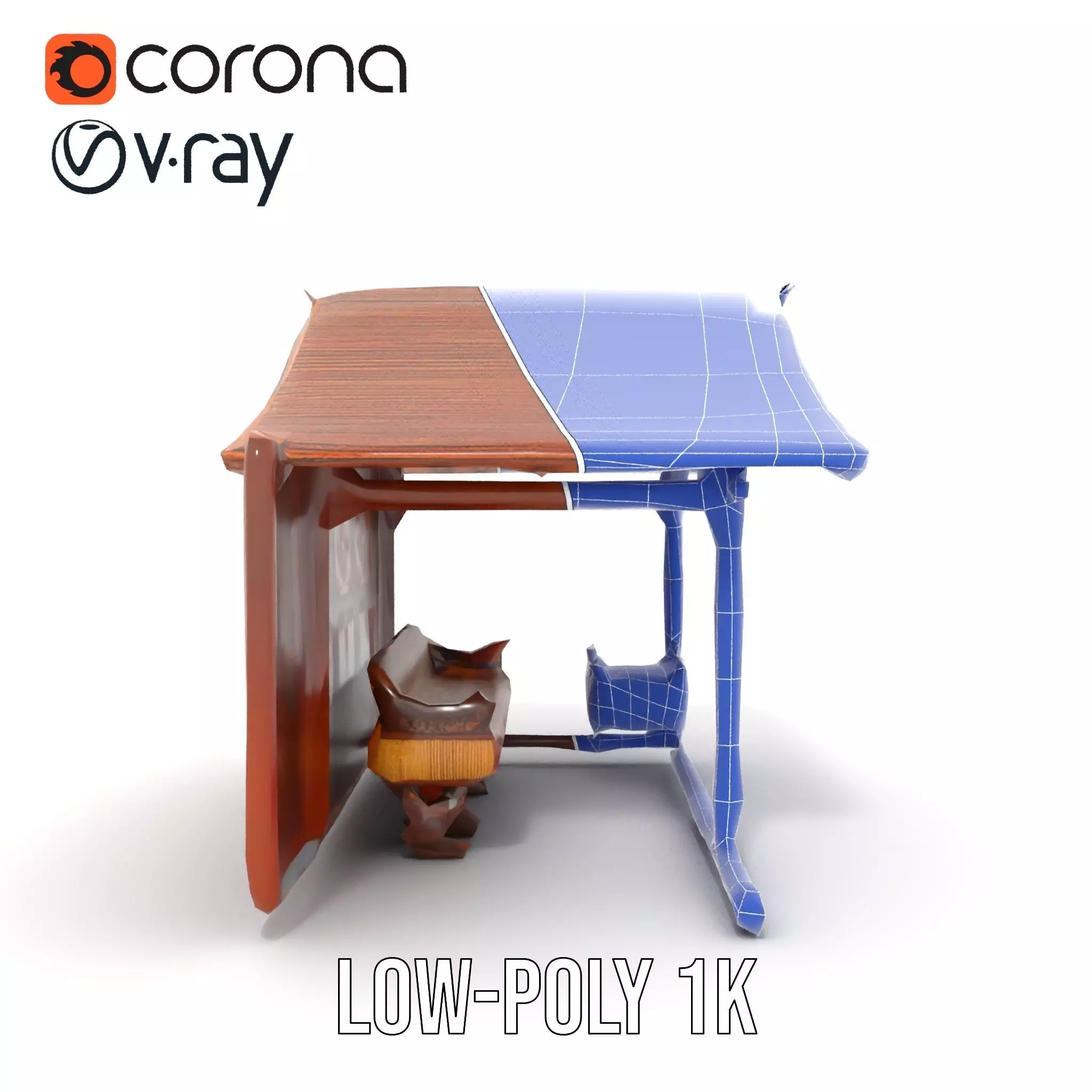 Elegant Wooden Gazebo model pack Low-poly 3D model_28