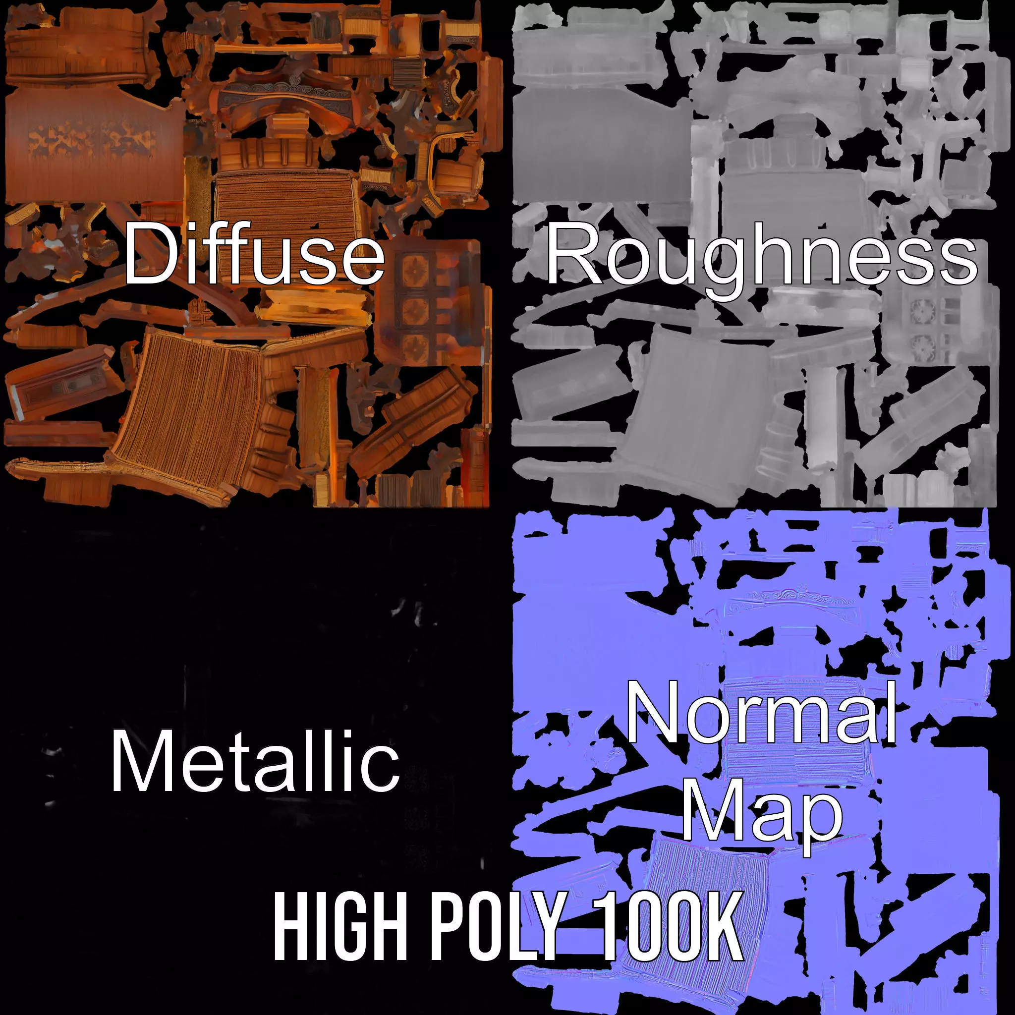 Elegant Wooden Gazebo model pack Low-poly 3D model_4