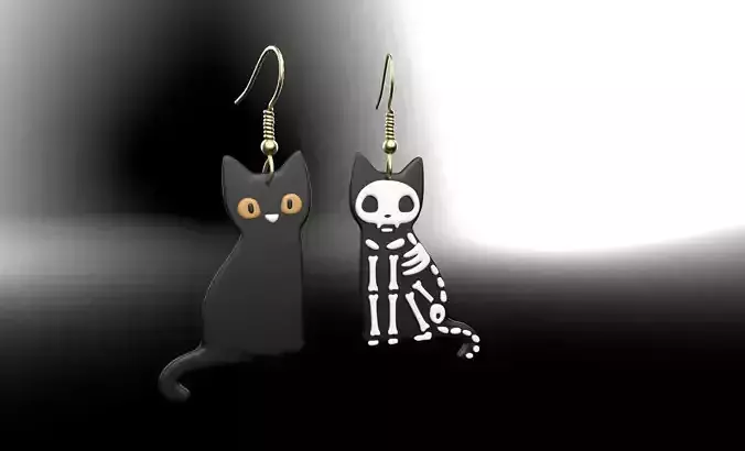 Halloween Dead Cats Earrings Low-poly 3D model