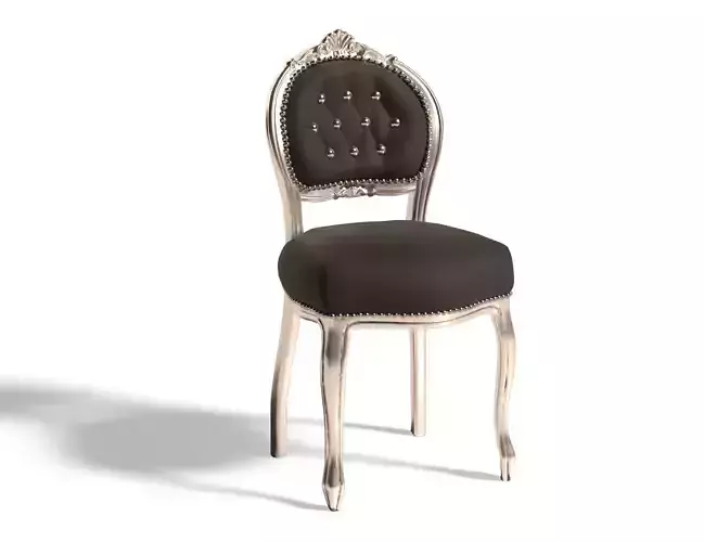 Luxury Baroque Dining Chair  Silver Frame with Black Upholstery
