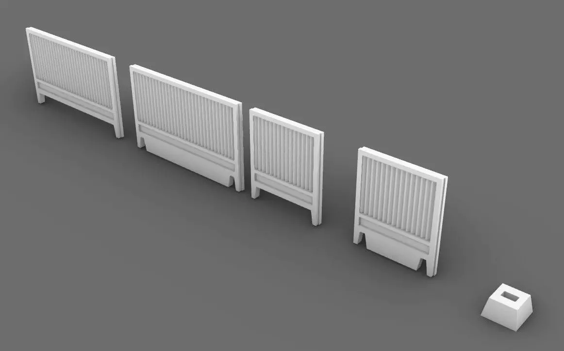 Type 3 soviet industrial concrete fence PO-2 3D print model_1
