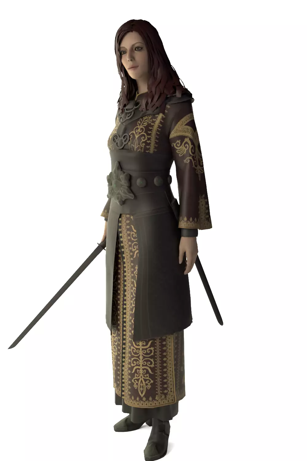 Medieval Female Warrior - Blender 3D model_7
