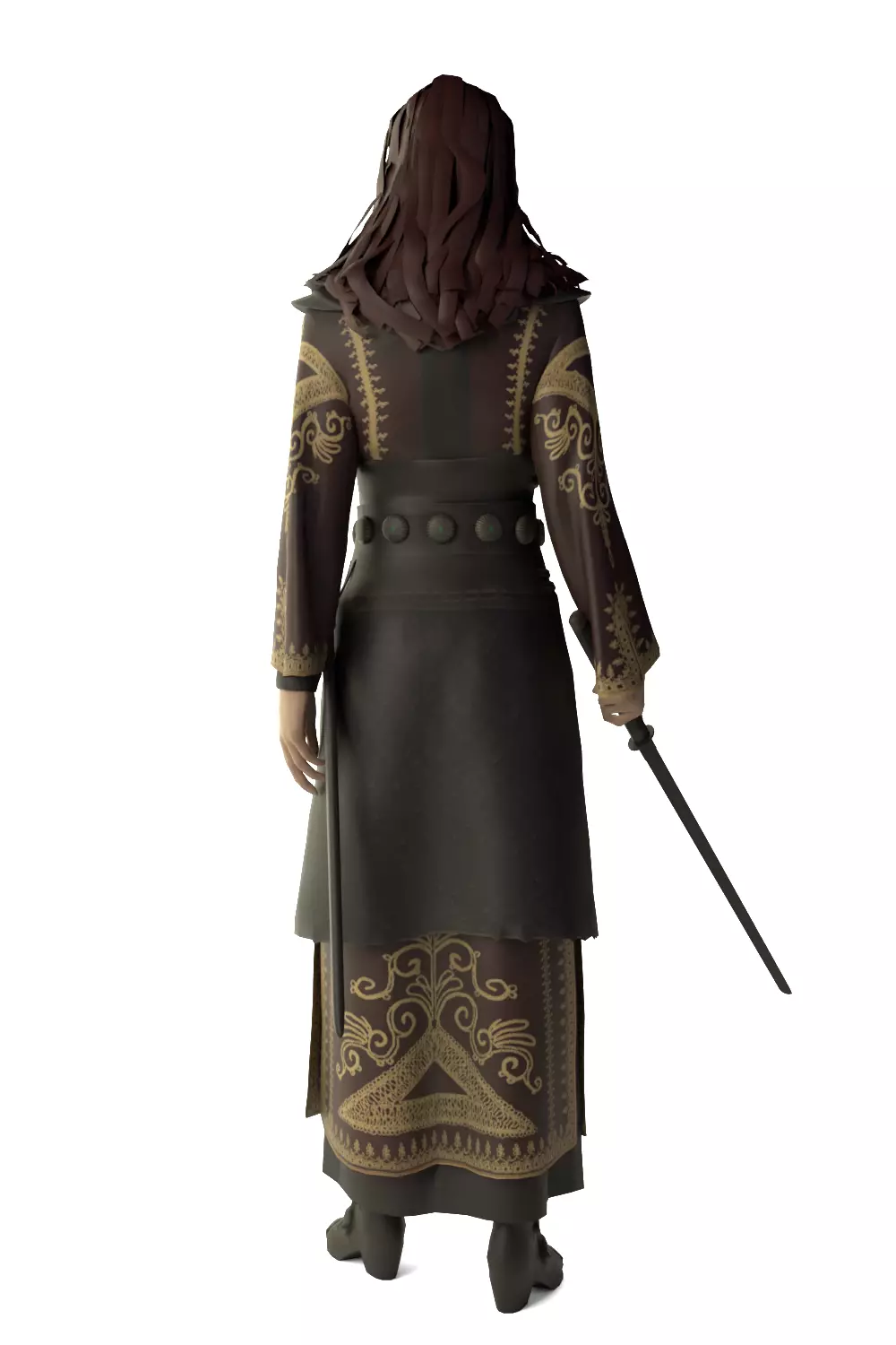 Medieval Female Warrior - Blender 3D model_12