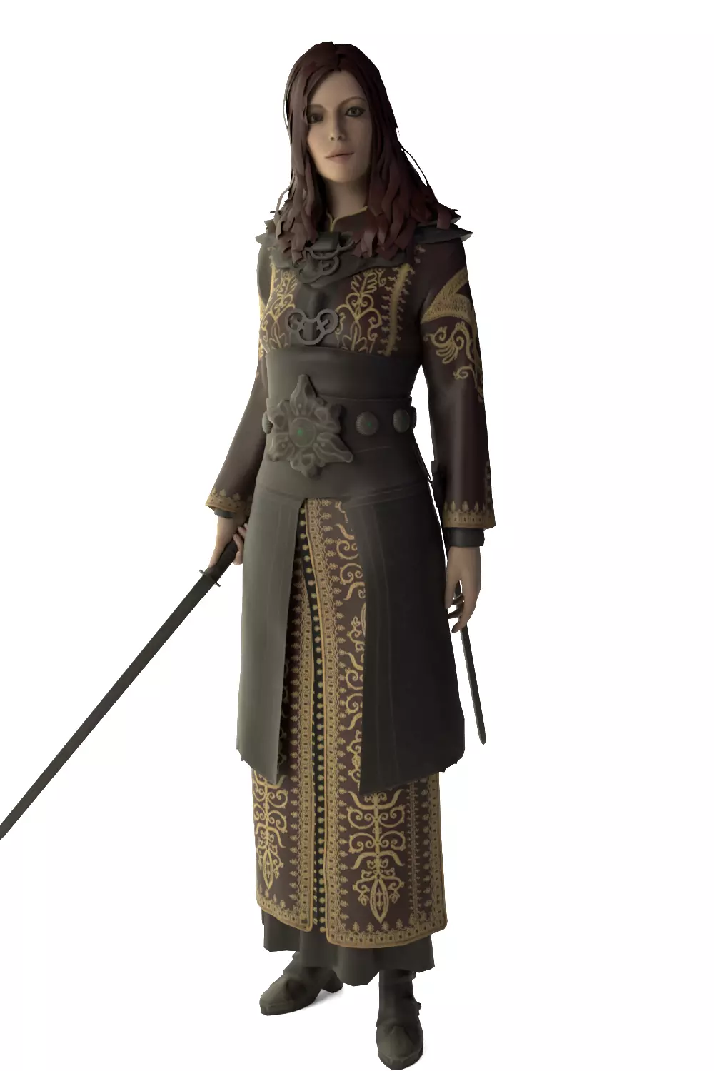 Medieval Female Warrior - Blender 3D model_5