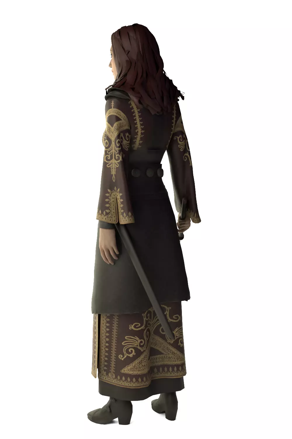 Medieval Female Warrior - Blender 3D model_11