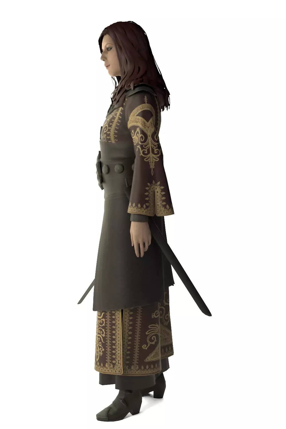 Medieval Female Warrior - Blender 3D model_9