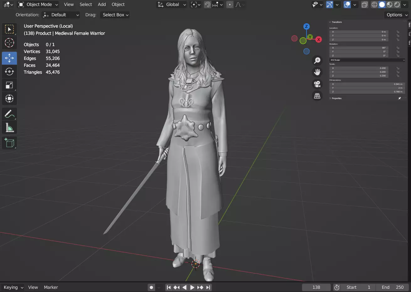 Medieval Female Warrior - Blender 3D model_25