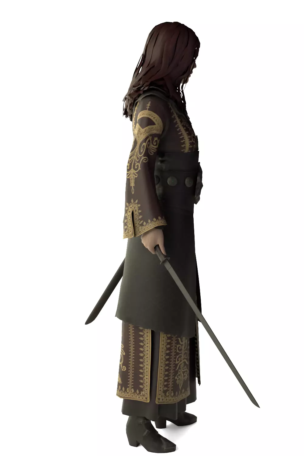 Medieval Female Warrior - Blender 3D model_17