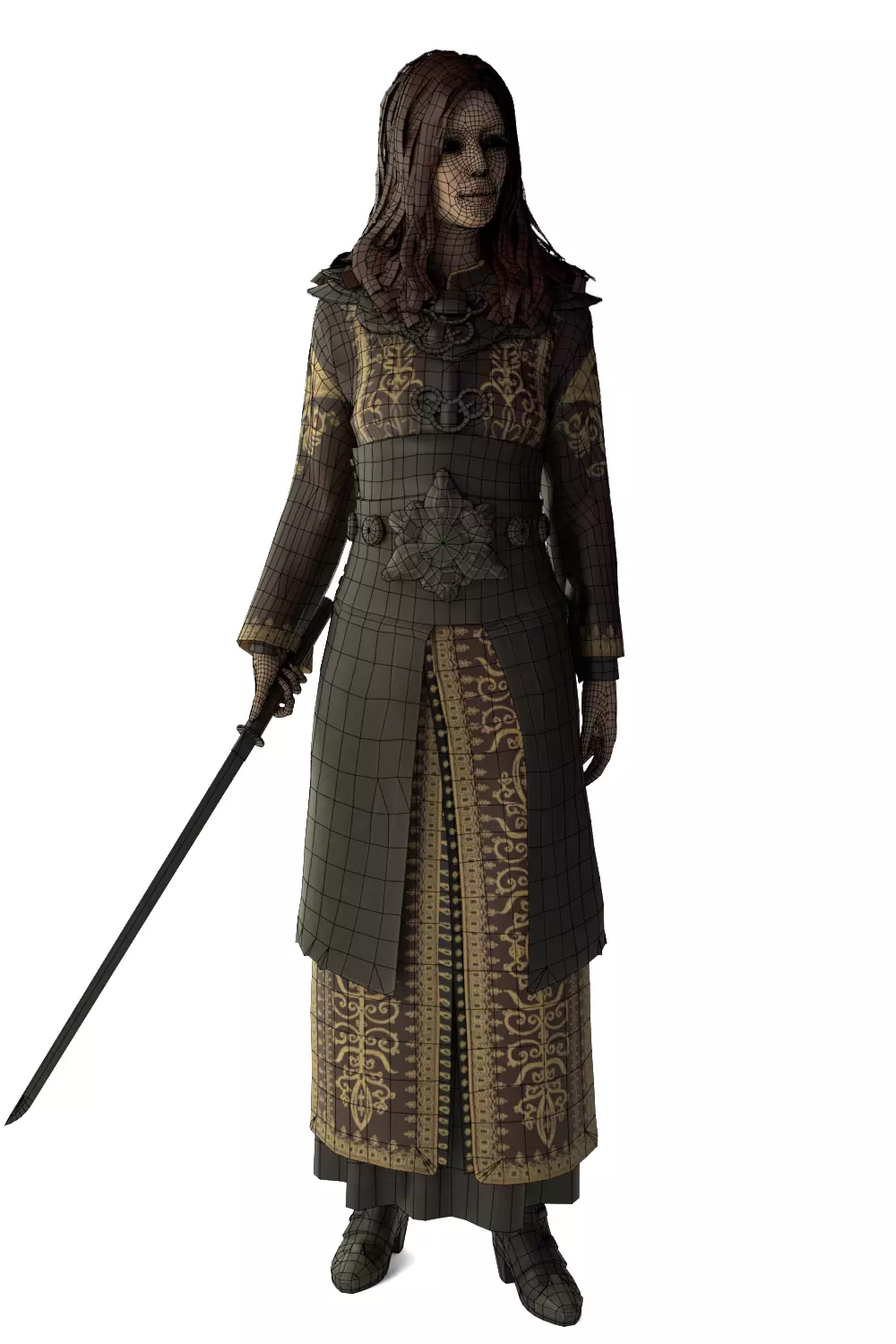 Medieval Female Warrior - Blender 3D model_3