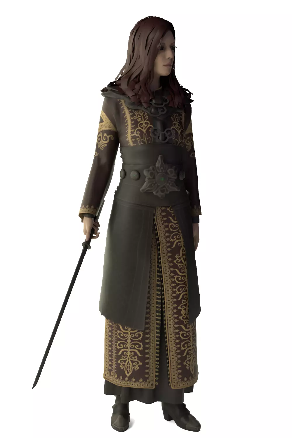 Medieval Female Warrior - Blender 3D model_20