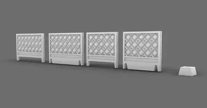 Type 7 soviet industrial concrete fence PO-2 3D print model