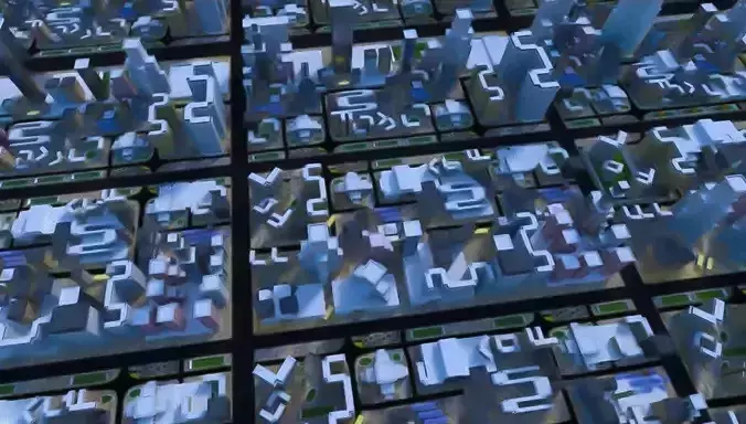 Large scale cityscape scene 3d model