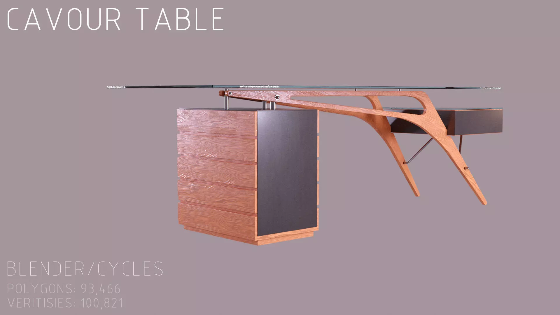 Office Table Cavour Low-poly 3D model
