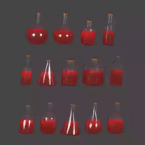 Magic Potions Set Low-poly 3D model
