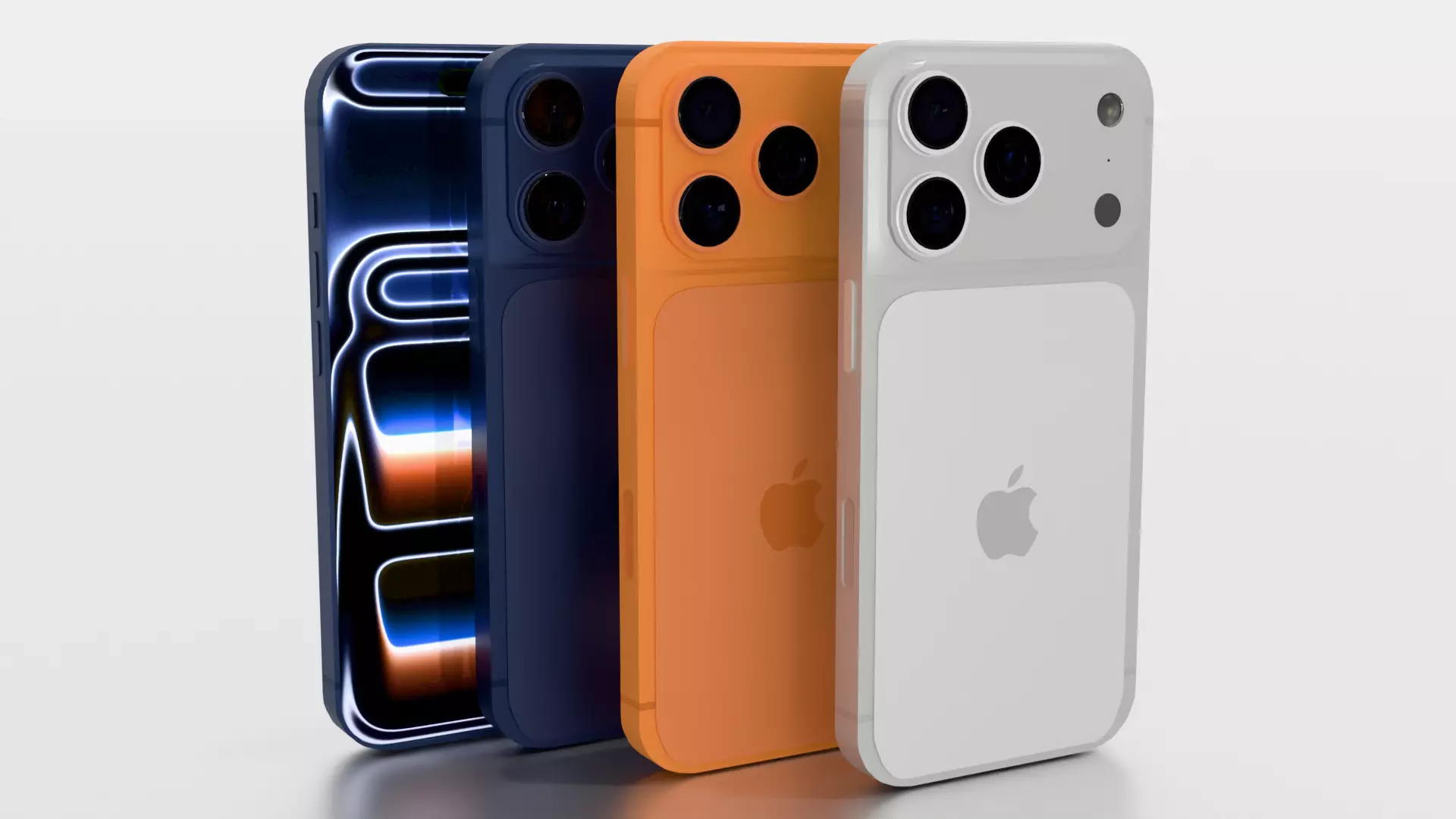 Apple iPhone 17 Pro - with All Colors Blue Orange White Low-poly 3D model_1